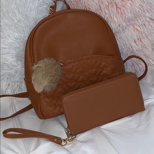 Small Brown Backpack with Wallet Included